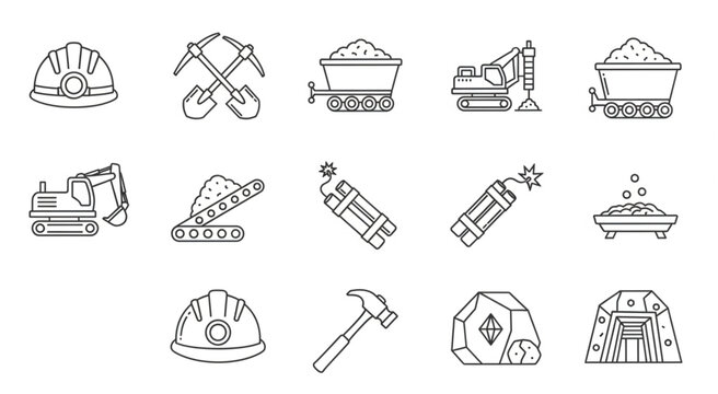 Mining equipment and tools illustration, perfect for industrial and construction projects.