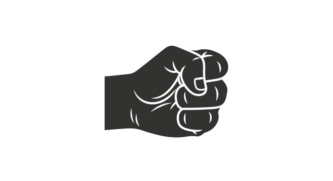 Black Fist Raised in Anger Symbol.