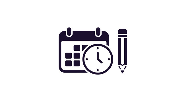 Calendar Clock and Pencil Icon.