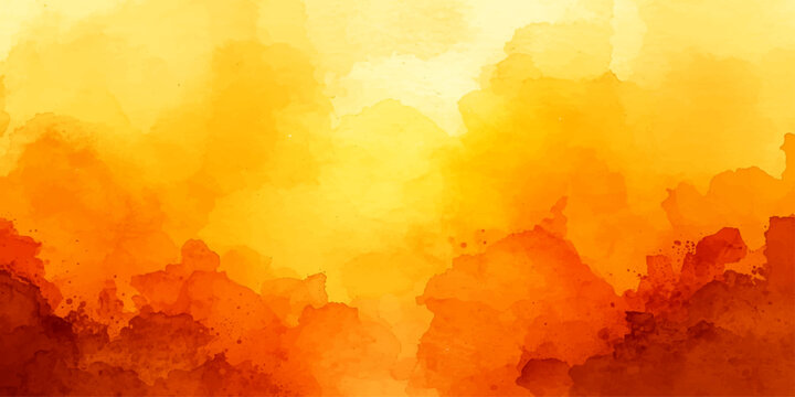 An abstract grunge art background of fire in the water and sky featuring a vintage watercolor paper texture with hot orange and red flame patterns and smoke clouds