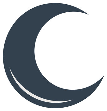 Dark Crescent Moon Icon on White Background
