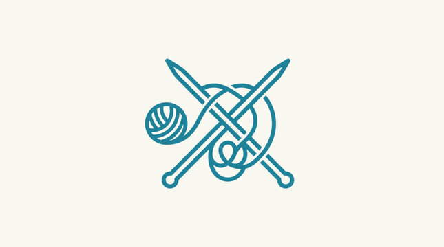 Elegant Teal Knitting Logo on Cream Background