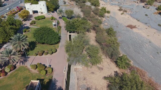 Drone Top View of UNESCO Falaj Water Channels in Nizwa, Oman