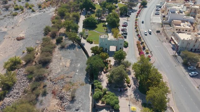 Sustainable Ancient Falaj Irrigation System - UNESCO Heritage Site in Nizwa, Oman (Aerial Drone)
