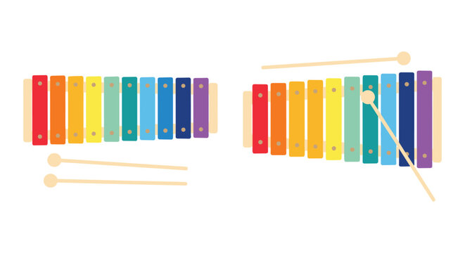 "Colorful Xylophone Set with Mallets for Music, Education, and Instrument Design Projects"
