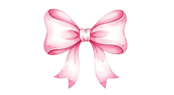 Watercolor pink bow illustration