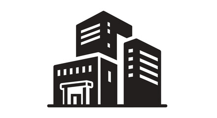 Naklejka premium Black and white city buildings icon.