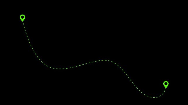 A green location pin isolated on a completely black background