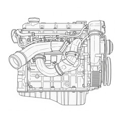 Obraz premium Internal Combustion Car Engine System.