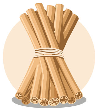 Bundle of Sticks Tied with Cord &ndash; Illustration of Wood Rods Stacked Together