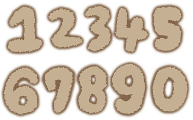 Fototapeta premium もこもこ手描き数字セット(0〜9)ポップデザインかわいい装飾用イラスト素材