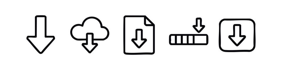 Fototapeta premium Minimal Line Vector Download and Progress Status Icon Collection
