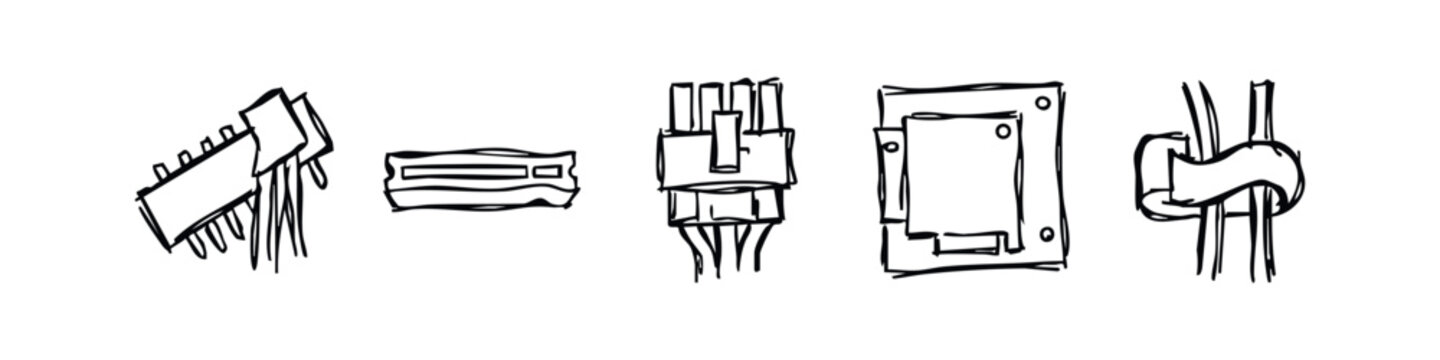 Hand Drawn Sketchy Electronic Hardware and Chip Icons
