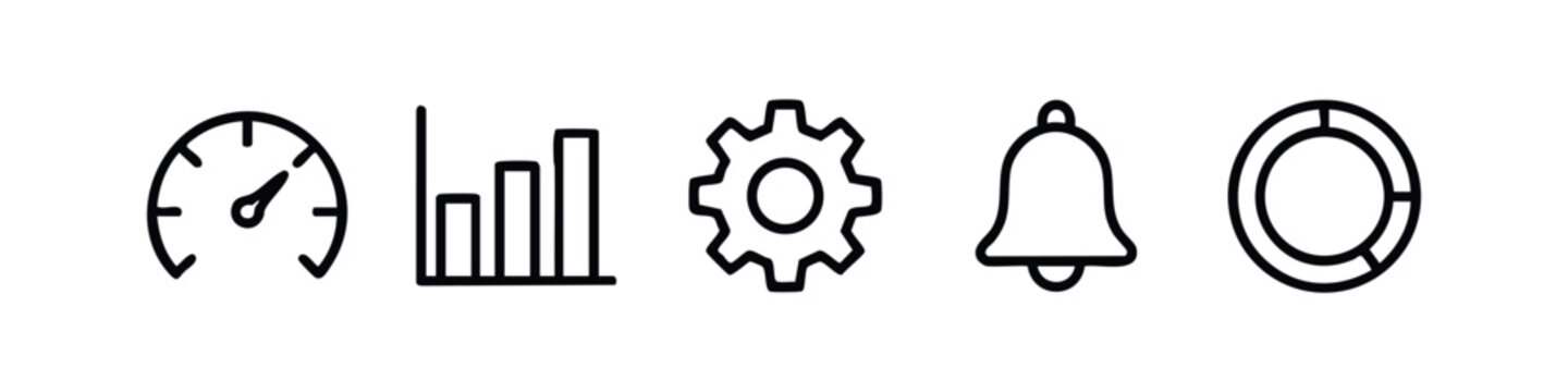 UI Dashboard and Data Visualization Line Icons Set