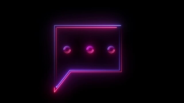 blue and purple neon profile notification icon animation on black background. Customer service  message box chat news user.