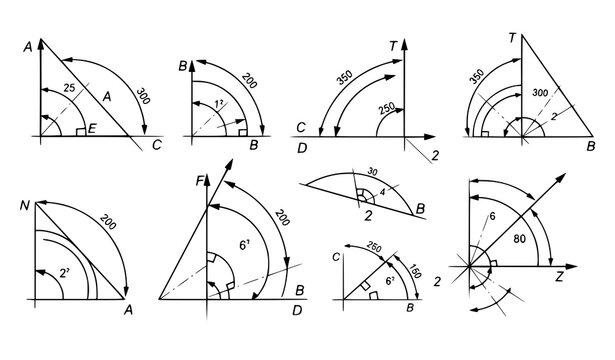 Modern angle geometry set vector illustration engineering sketch technical design