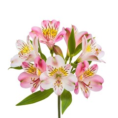 Obraz premium A bouquet of pink and white flowers with green leaves