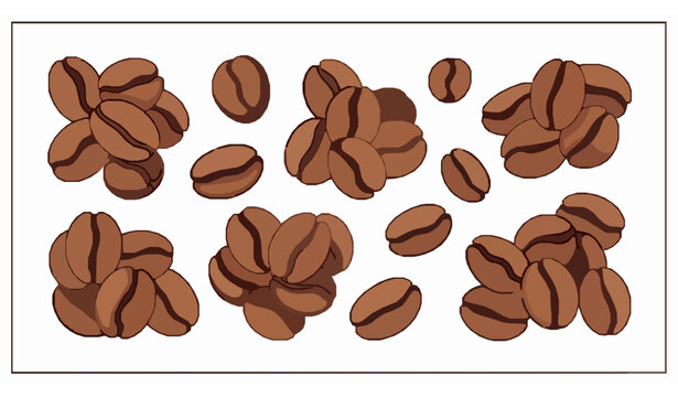Coffee beans vector illustration with natural organic shapes for cafe design