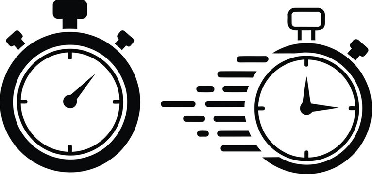 Stopwatch and speedometer icons measuring time and velocity