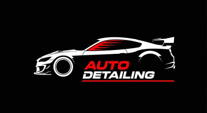 Sleek Sports Car Silhouette for Auto Detailing Services.