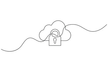 Obraz premium Cloud upload continuous one line drawing minimalist icon for data storage 
