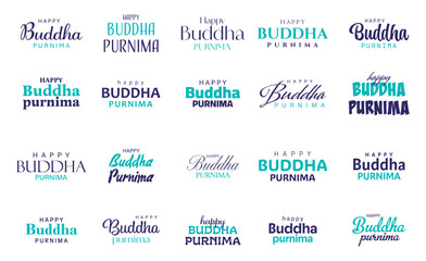 Happy Buddha Purnima creative typography set vector design on white background. © RMAKE