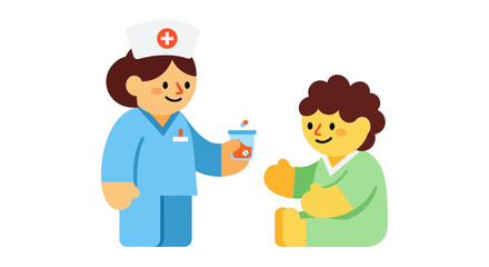 Fototapeta premium Compassionate Nurse Delivering Essential Care and Support to a Recovering Patient in a Medical Setting Illustration