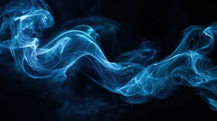 Fototapeta premium Ethereal Blue Smoke Swirls in Darkness.