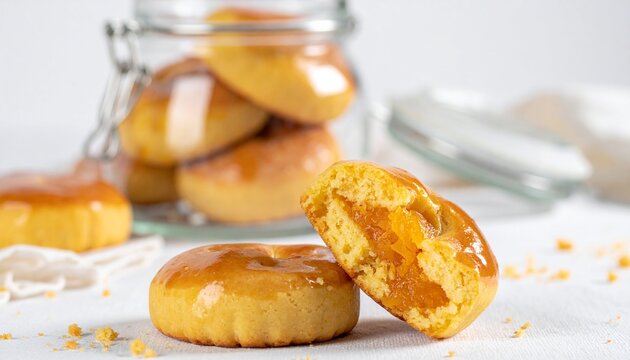 One of these cookies features a generous pineapple jam filling. The crispy crust and distinctive sweet and sour flavor are synonymous with the Eid al-Fitr atmosphere.