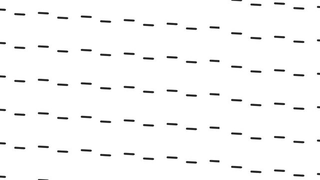 A mass of short dashes moves across the screen in the form of curved or oblique paths.
