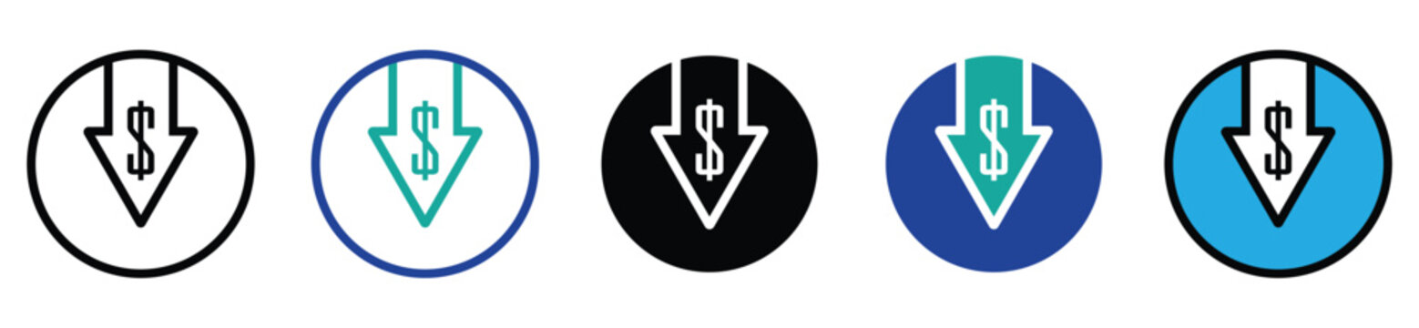 Financial Down Arrow Symbol Icon