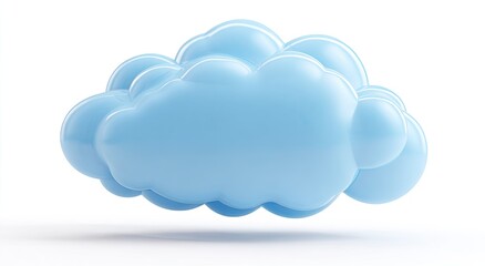 Obraz premium Fluffy, cartoon-style light blue cloud isolated on a white background
