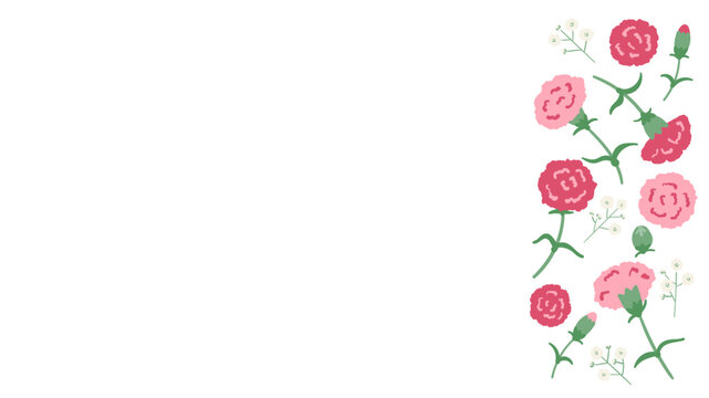 Mother&rsquo;s Day right side carnation floral background with large copy space illustration vector