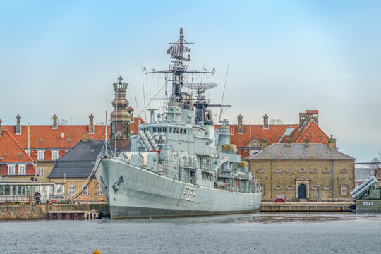 Historic HDMS Peder Skram Frigate Warship In Copenhagen Harbour, Royal Danish Navy Museum Ship