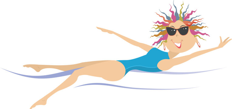 Swimmer female character illustration. 