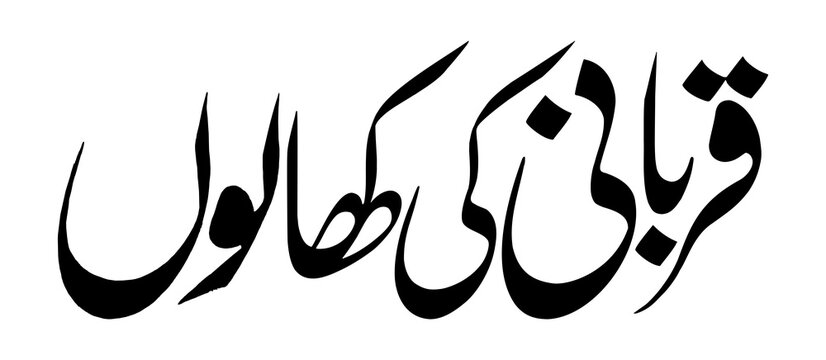 Sacrificial animal skins collection urdu calligraphy qurbani ki khalon urdu vector art for religious donation banners and eid ul adha social campaigns.