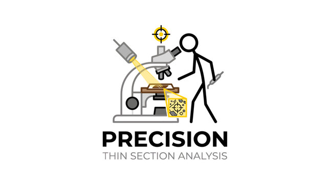 Precision Thin Section Analysis Concept with Stick Figure