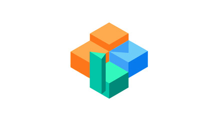 Obraz premium Abstract Geometric Shapes Interlocking Blocks.