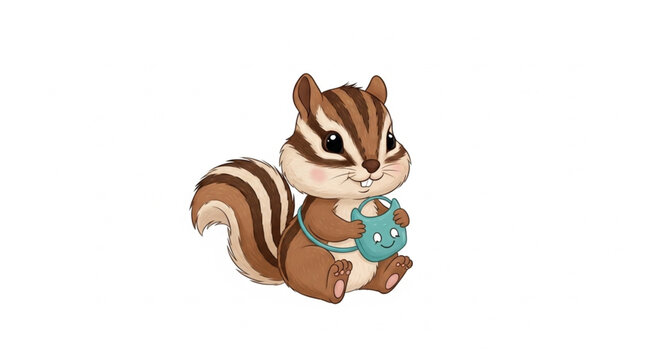 Chipmunk Holding Blue Object.