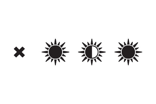 Brightness control UI icons with sun symbol for exposure and light adjustment