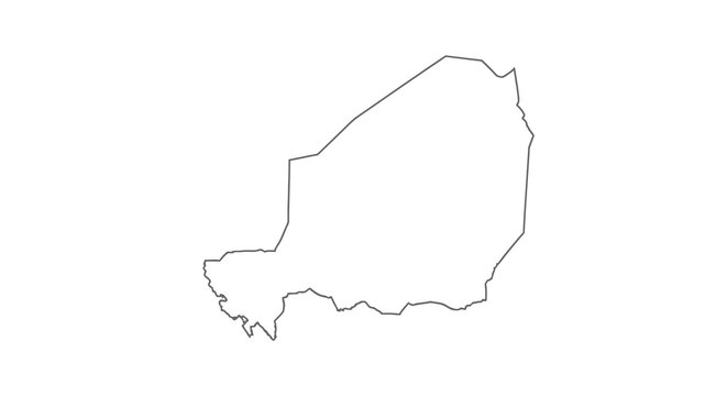 A simple black outline depicts the geographical shape of the nation of niger high quality professional