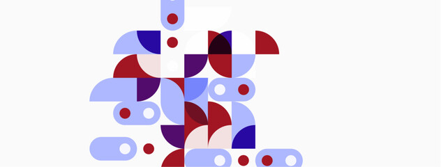 Fototapeta premium Abstract geometric shapes, purple, red, light blue. Minimalist design, modern aesthetic, simple composition. Clean lines, flat colors.