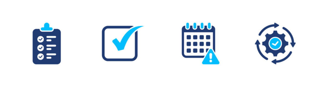 Task Management icons set, Solid icon elements