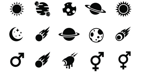 Celestial and planetary symbols a collection of cosmic icons © MstNurjahan