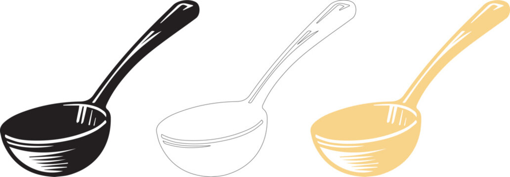 Simple black,outline ladle icon vector     