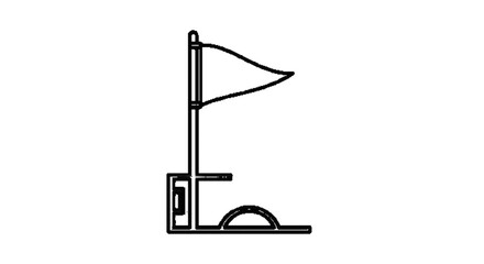 corner flag icon on football field, simple outline vector , outline vector black and white  , white background  © MDRAHMET