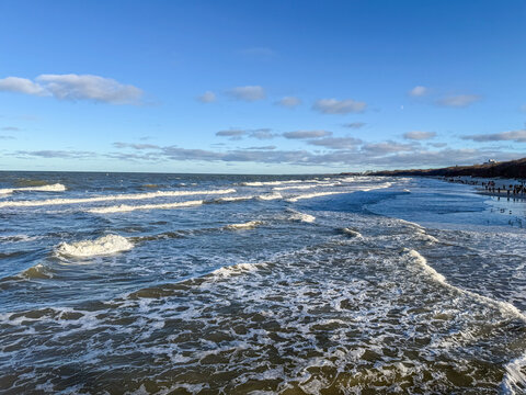 Waves on the Baltic Sea Beach