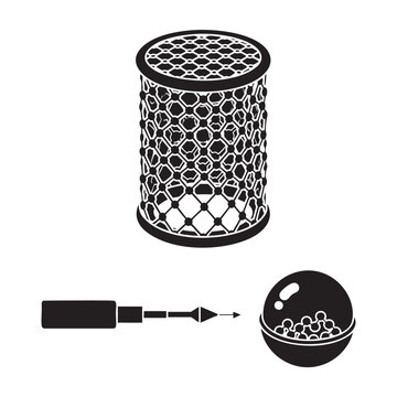 Nanotechnology Icons Carbon Nanotube AFM Cantilever Drug Nanoparticle Silhouette Vector