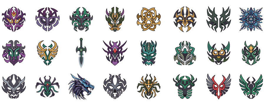 Fantasy RPG Game Emblem Icon Set