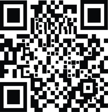 QR code icon silhouette, digital scan barcode, isolated square matrix sign, information technology symbol, black and white data link design